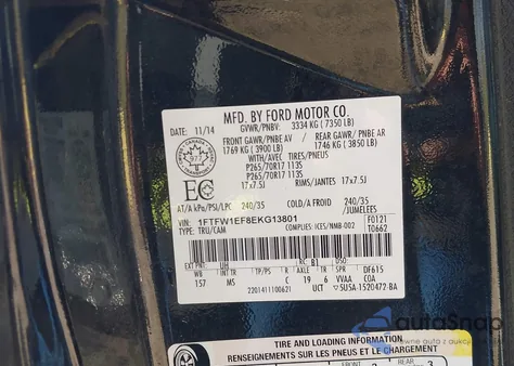 2014 Ford F-150 Xlt из США, поврежденный, VIN 1FTFW1EF8EKG13801